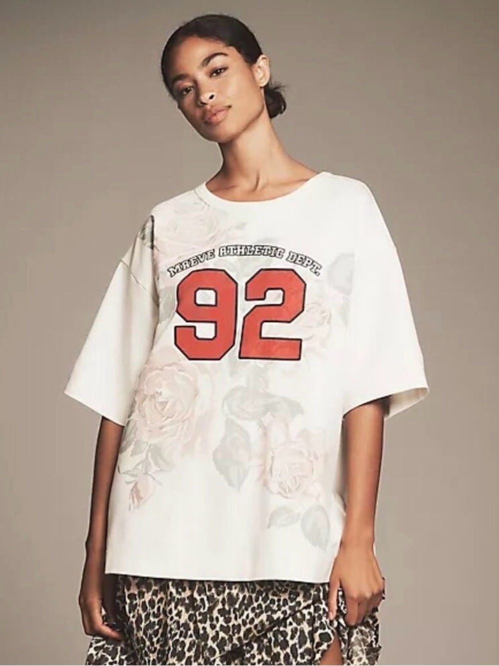 Anthropologie Maeve Oversized “92 Athletic Dept” Graphic Tee